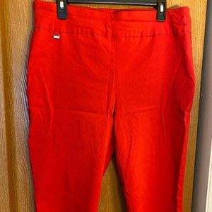 Red Stretchy Pull On Cropped Pants